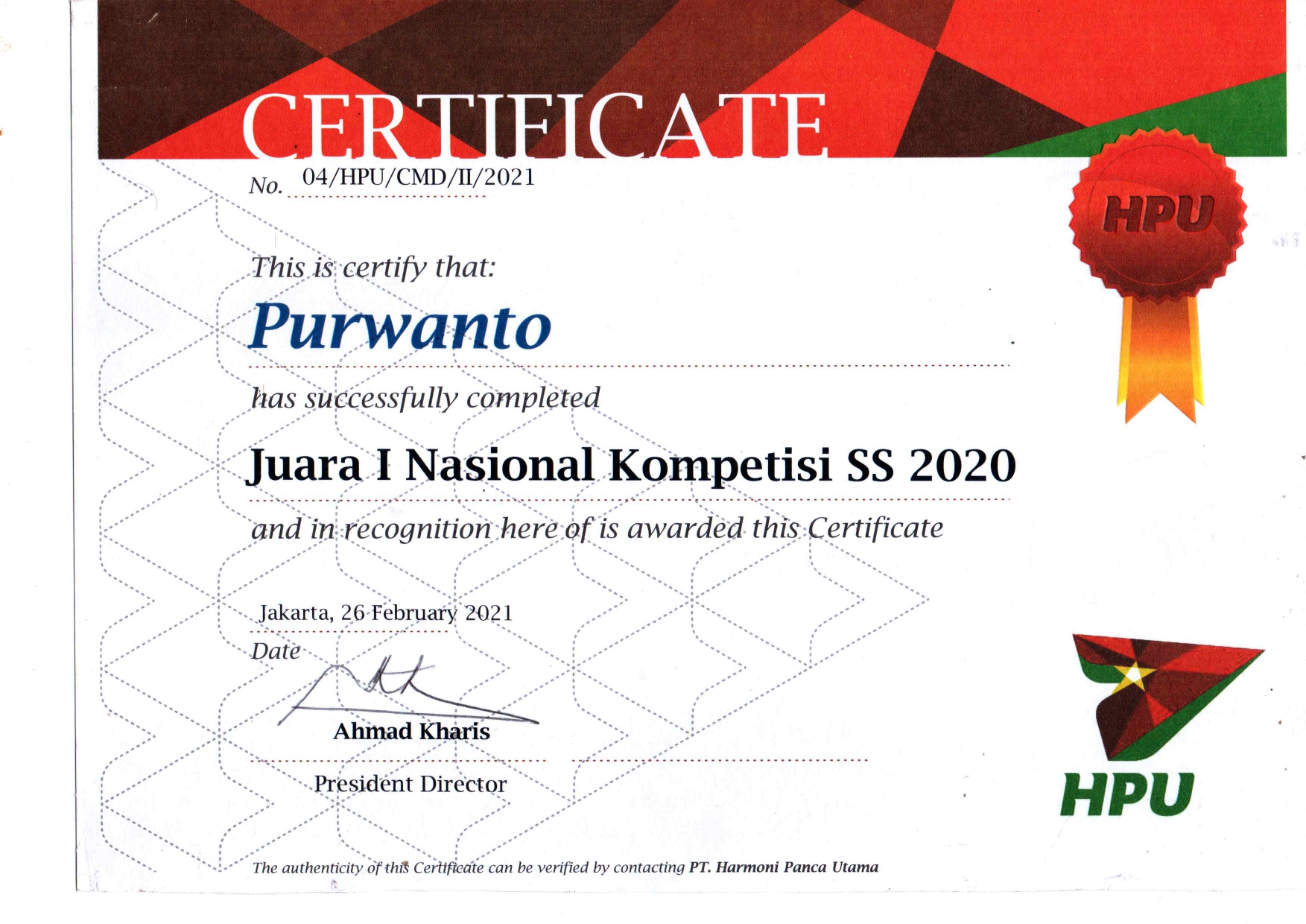 PENGHARGAAN PURWANTO