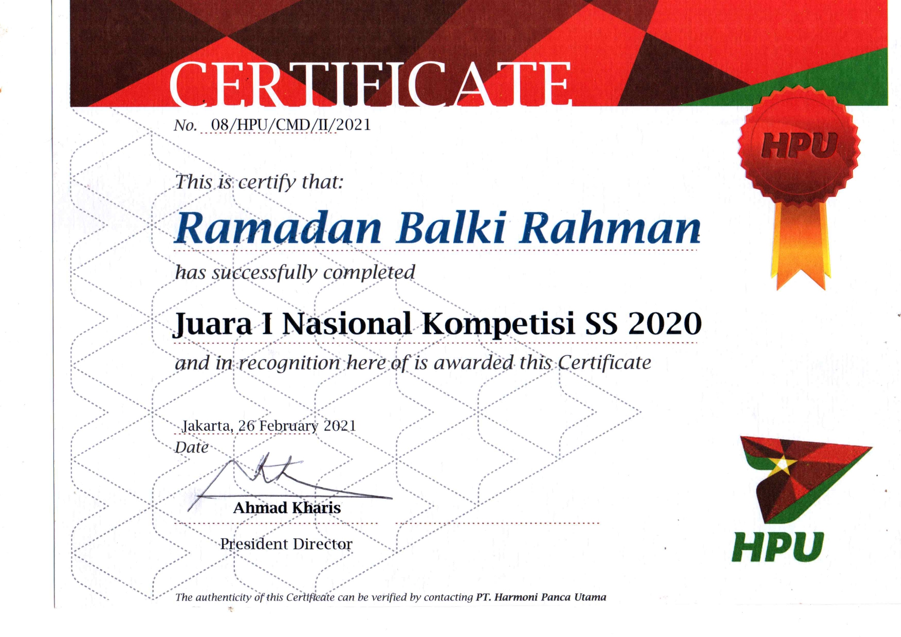 PENGHARGAAN RAMADAN BALKI RAHMAN